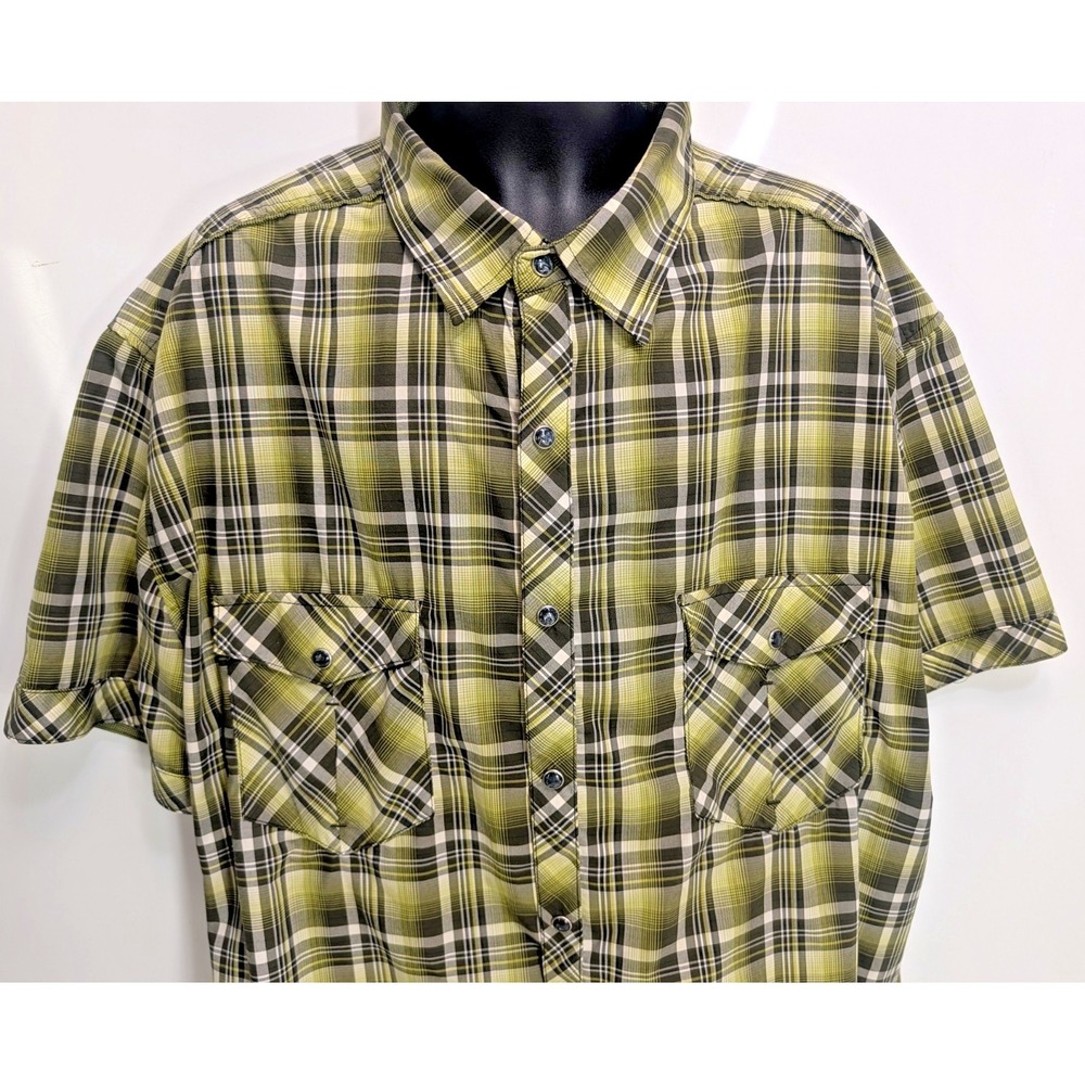 Kuhl Eluxur Men's Pearl Snap Short Sleeve Shirt - size XL - Green Plaid - Picture 3 of 16